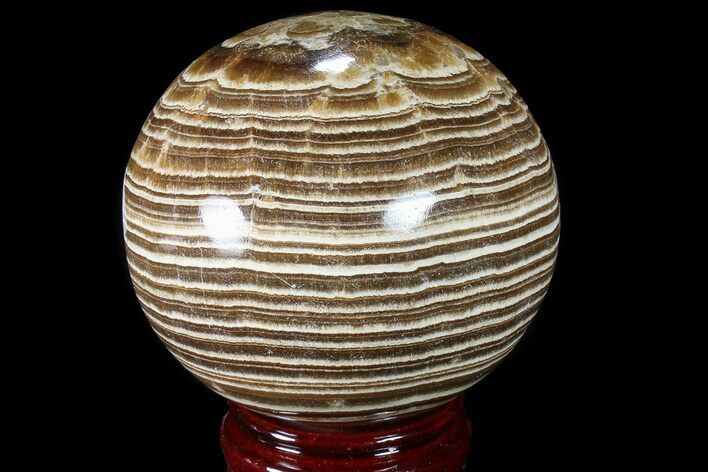 Polished, Banded Aragonite Sphere - Morocco #82284